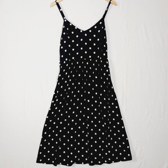 Old Navy, Black & White Polka Dot Sundress, Spaghetti Strap, Pockets, Large - Picture 3 of 15